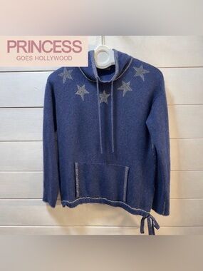 PRINCESS GOES HOLLYWOOD – Blue Wool & Cashmere Sweater with Stars (Size 40 )